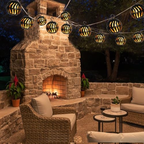 Vigdur Solar String Lights 17FT Flickering Flame