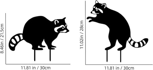 2 Pack Raccoon Metal Garden Stakes for Outdoor Decor – Cute Animal Yard Art for Garden, Lawn, or Pathway – Weather-Resistant Black Silhouette Statues, Unique Gift for Nature & Wildlife Lovers