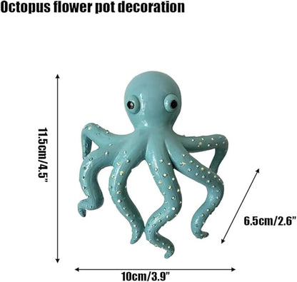Octopus Figure Plant Pot Hanger, Flower Pot Hugger, Resin Tortoise Statue, Funny Pot Huggers for Planters, Cute Climbing Animal Flower Pot Hugger, Garden Fence Balcony Patio Yard (Octopus)