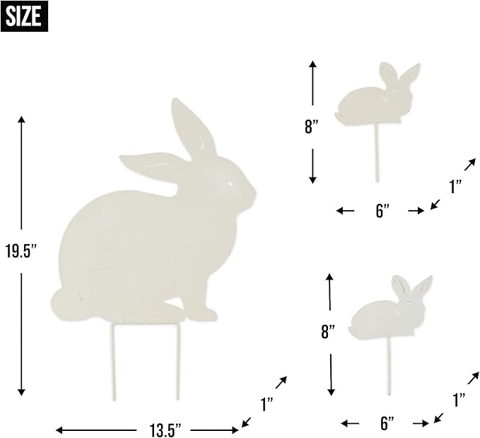 DII Decorative Iron Garden Stake Collection Lawn & Yard Decor, Assorted Sizes, Rabbit Family, 3 Piece