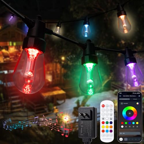 TviewSmart Outdoor String Lights - 52FT Waterproof Color Changing