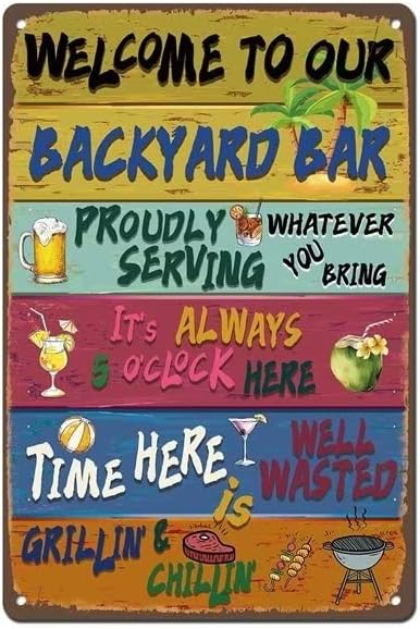 Vintage Welcome to Our Backyard Sign - 8x12 Inches Decorative Sign for Outdoor Use, Perfect for Home, Garden, Patio, Porch, and Pool Area Decor