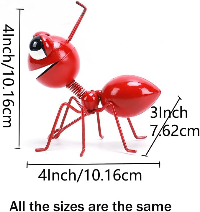Cruis Cuka Metal Yard Art Garden Decor for Outside Cute Ants Yard Decorations Outdoor Lawn Ornaments Backyard Gifts for Mom - Set of 8（All Red）