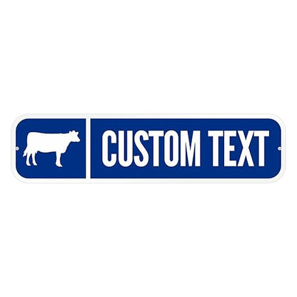 SmartSign Customize Your Own Blue Street Sign with Cow Symbol | 6" x 24" 3M EG Reflective Aluminum