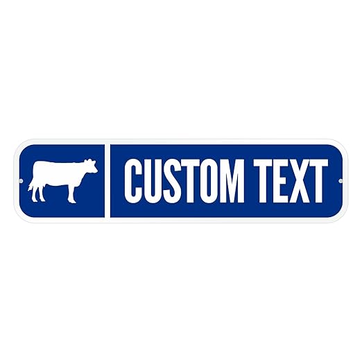 SmartSign Customize Your Own Blue Street Sign with Cow Symbol | 6" x 24" 3M EG Reflective Aluminum
