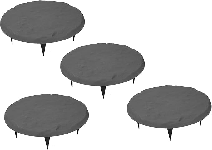 Garden Stepping Stones Decorative Outdoor Stepping Stone with Ground Stakes for Lawn Garden Patio Pathway Walkway (Gray)