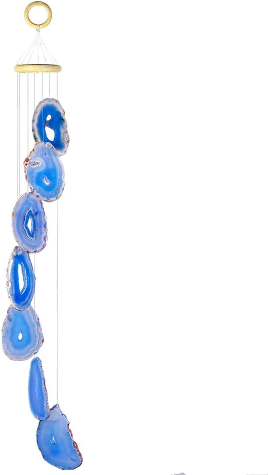 rockcloud Agate Slices Geode Wind Chime Home Garden Decoration Figurine, 28-33 inches