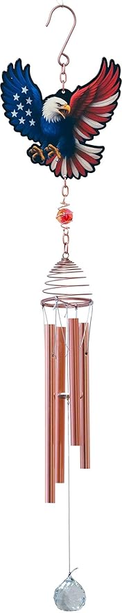 Spoontiques Americana Eagle Wind Chime - Outdoor Garden Décor - Decorative Chimes for Yard, Garden, Backyard and Patio Decoration