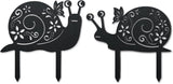 WADORN 2 Styles Snails Metal Decorative Garden Stakes, Funny Snails Flower Metal Silhouette Statues Animals Garden Ornament Gifts Black Yard Art Decoration for Outdoor Backyard Patio Lawn Walkways