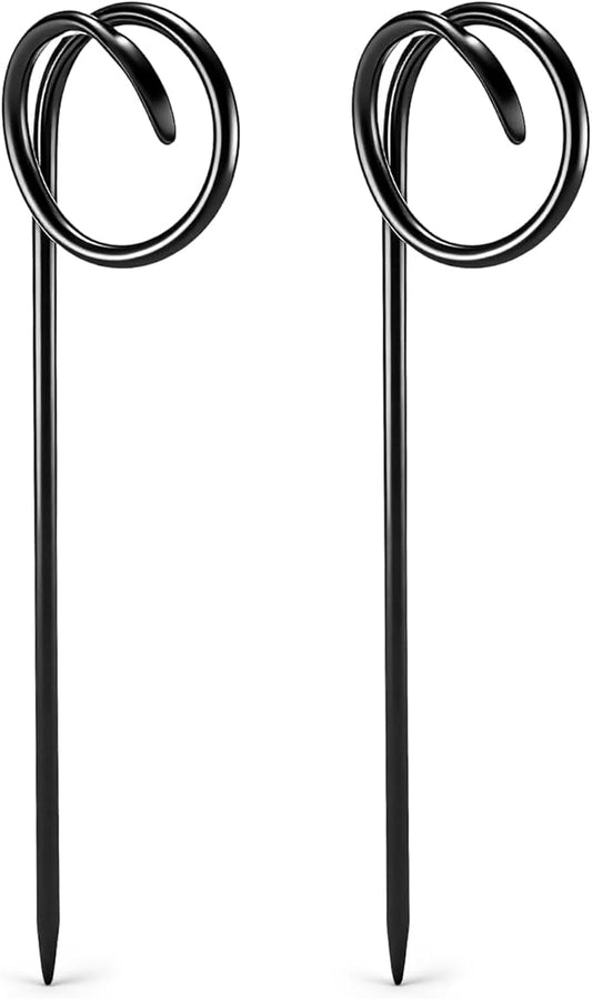 2 Pcs Garden Hose Guide Spike 14 Inch Heavy Duty Metal Hose Support Spike Iron Decorative Garden Stakes Protector to Keeps Flower Beds Plant Yard Lawn