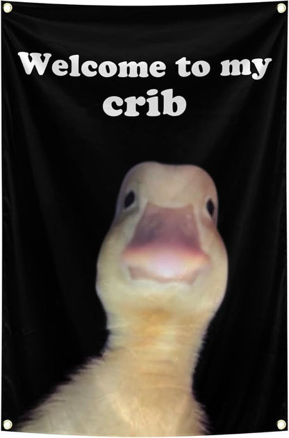 Welcom to My Crib Flag 2x3 Ft Flag with Brass Grommets for Man Cave Teen Boys and Girls College Dorm Room Decor Outdoor Yard Signs Parties