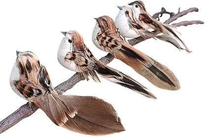 5pcs Artificial Birds Clip on Birds Christmas Tree Decorative Feather Artificial Sparrow for Yard Patio Ornaments Wreath Designs Garden Home Decor