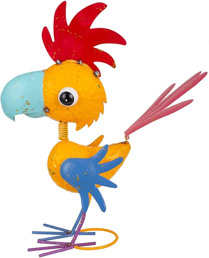 Metal Rooster Garden Statue, 15'' Rooster Decor Outdoor Statue, Chicken Yard Art Lawn Decor for Outside, Patio, Unique Present for Woman, Garden Lovers