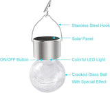 Hanging Solar Powered LED Light with 7 Color Auto-Changing, Cracked Glass Ball Light, Waterproof Outdoor Christmas Decorative Lantern for Garden, Yard, Patio, Lawn (Colorful, 12)