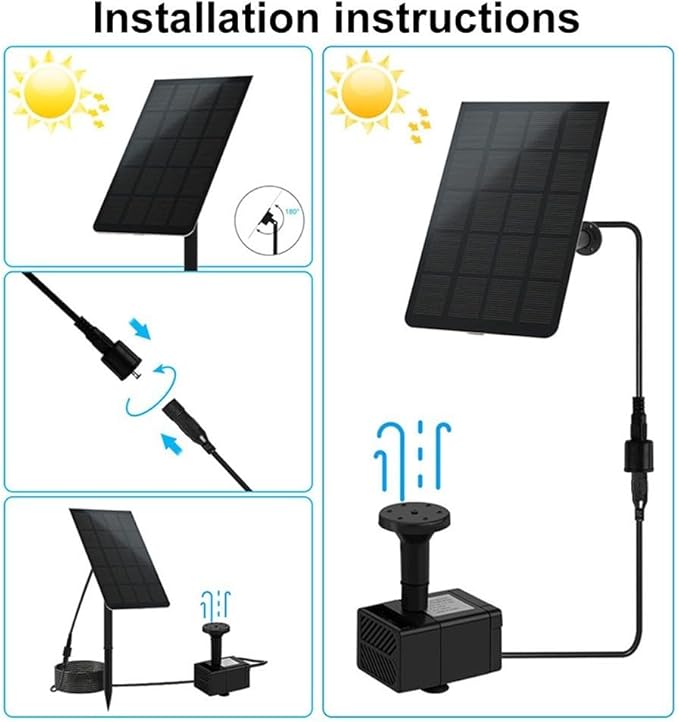 Solar Garden Fountain with Adjustable Spray Options, Perfect Addition to Bird Baths and Ponds (1.5W Without Battery)