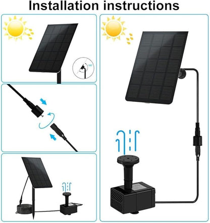 Solar Garden Fountain with Adjustable Spray Options, Perfect Addition to Bird Baths and Ponds (1.5W Without Battery)