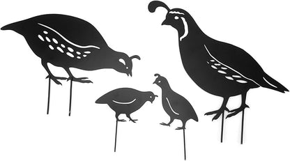 Metal Quail Family Yard Decor Innovative Iron Art Hand Crafted Quail Stake Statue for Garden Yard Outdoor