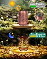 2 Pack Hummingbird Solar Lanterns - Waterproof Metal Outdoor Lights