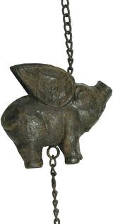 Treasure Gurus Rustic Flying Pig Wings Hanging Wind Chime Metal Patio Garden Art Front Porch Decor