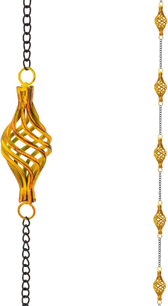 dreamysoul 9.8 FT Rain Chain, Iron Rain Chain for Gutters, Bird Cage Decorative Rain Chains for Downspouts Adjustable Length