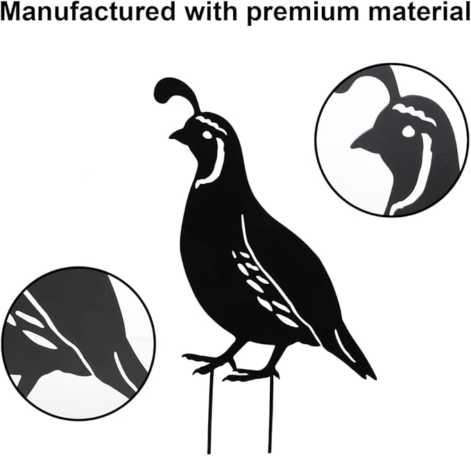 Toddmomy Metal Quail Garden Stakes, 4Pcs Silhouette Bird Family Yard Art – Rust-Resistant Iron Outdoor Statues for Lawn, Patio, Garden Decor, Gift for Women Bird Lovers