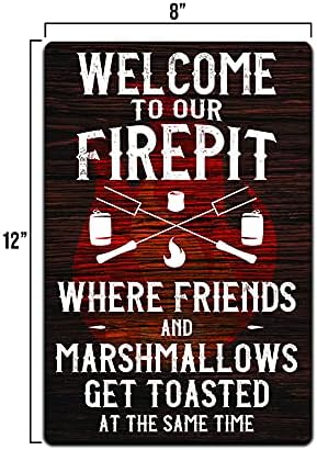 Backyard Patio BBQ Firepit 12 x 8 inch Meat temperature Magnet Sign (Toasted)