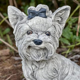 Yorkshire Terrier Statue Concrete Yorkie Figurine Black White Yorkie Sculpture Garden Animal Zen Garden Ornament