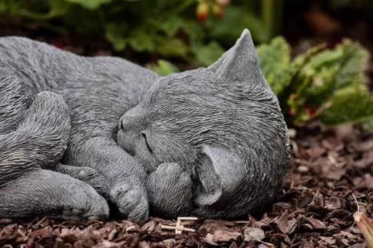 Curled up Sleeping cat Figurine Garden Resting Kitty Statue Cute Concrete cat Sculpture Great Gift for pet Lovers