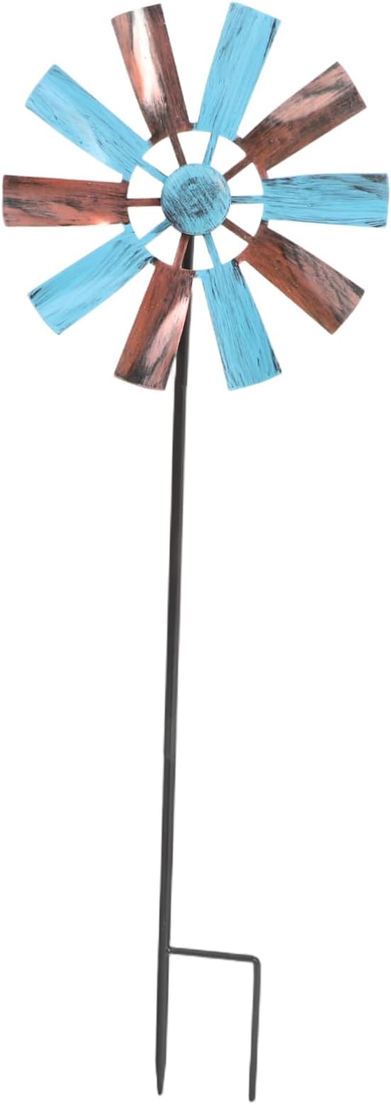 Iron Craft Windmill Statue for Garden Bee Decorative Spinners Outdoor Decor