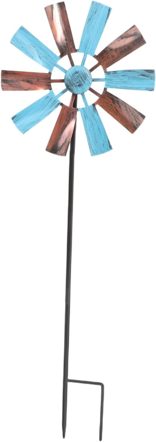Iron Craft Windmill Statue for Garden Bee Decorative Spinners Outdoor Decor