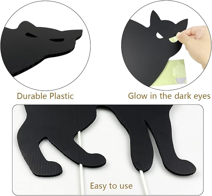 Anditoy 6 Pack Halloween Black Cat Yard Signs with Stakes Scary Silhouette Halloween Decorations for Outdoor Yard Lawn Garden Halloween Decor