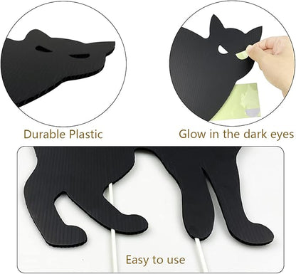 Anditoy 6 Pack Halloween Black Cat Yard Signs with Stakes Scary Silhouette Halloween Decorations for Outdoor Yard Lawn Garden Halloween Decor
