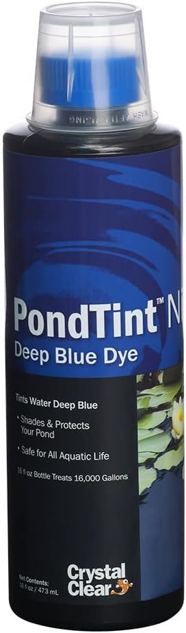 CrystalClear PondTint Colorant for Outdoor Water Garden & Freshwater Koi Fish Ponds, Tint, Color & Shade Natural Crystal Clear Water, Nite Blue Pond Dye