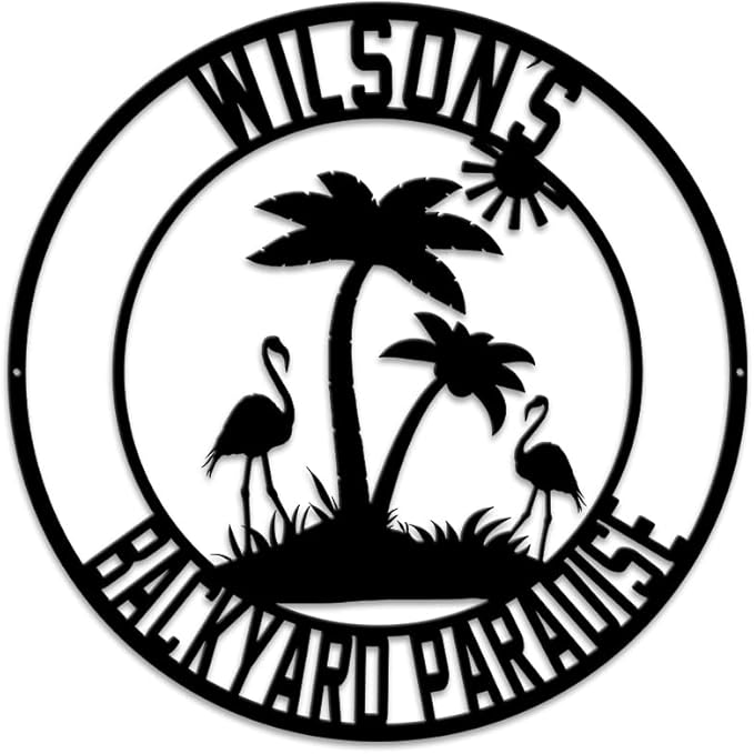 MeMate Flamingo Metal Sign for Outdoor Decor - Personalized Backyard Patio, Custom Name for Porch, Deck - 8-24 in Large Outside Decor - Housewarming Gifts for Family Friends