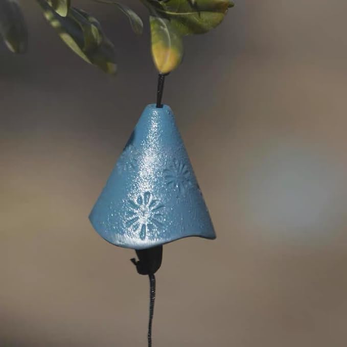 Japanese Fireworks Wind Chimes for Outside, Iwachu Cast Iron Bless Temple Wind Bell Memorial and Sympathy Small Wind Chimes Indoor Good for Luck Garden Bell, Patio, Balcony