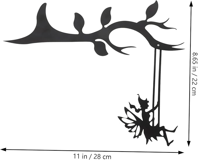 VICASKY Fairy Branch Metal Wall Art Decor Charming Swing Fairy Sculpture Stake for Garden Patio and Home Decoration Durable Vivid Design with Beautiful Texture Pattern