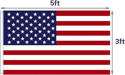 American Flag, Double Sides Priting US Flag 3x5 Ft- Upgrade 3-Ply Longest Lasting USA Flag. Heavy-Duty American Flags with Vivid Color and Brass Grommet for Outdoor & Indoor, Fade & UV Protected