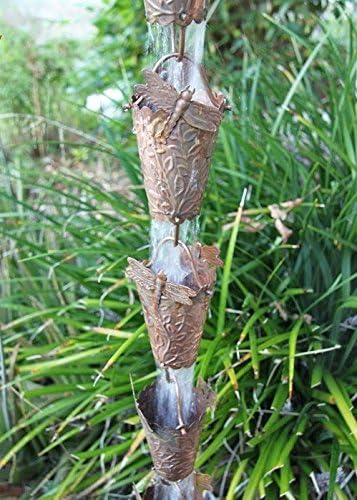 Dragonfly Theme Copper RAIN Chain with Installation KIT (8 Foot)