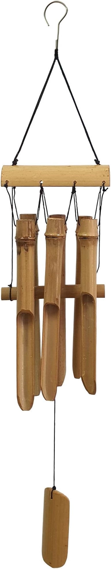 Bamboo Wind Chime Outdoor, 6 Small Bamboo Bell Tubes for Outdoor or Indoor Home Décor, Handmade Natural Soothing Sound 23 inches