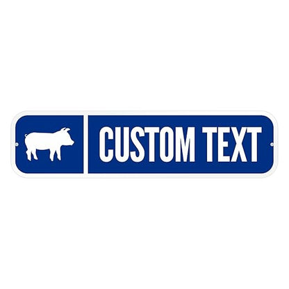 SmartSign Customize Your Own Blue Street Sign with Pig Symbol | 6" x 24" 3M EG Reflective Aluminum
