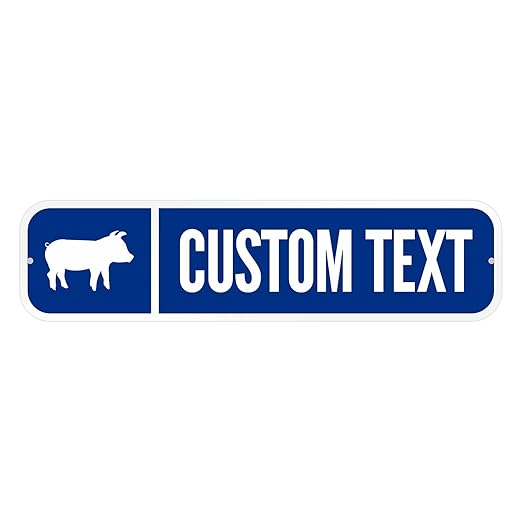 SmartSign Customize Your Own Blue Street Sign with Pig Symbol | 6" x 24" 3M EG Reflective Aluminum