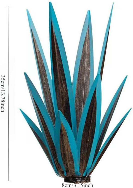 14 inch Metal Agave Flowers Plant Outdoor Décor DIY Metal Tequila Country Flowers Ornament Outdoor Decor Home Lawn Patio Stake Yard Art Decoration (Navy Blue, 1 PCS)