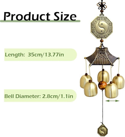 Vintage Lucky Wind Chimes Metal Bronze Bells Feng Shui Outdoor Living Wind Chimes for Outdoor Garden Patio Hanging Decor Gift
