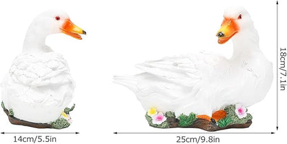 Agatige Garden Duck Ornament, Resin Duck Sculpture Statue Yard Patio Art Decor Sculptures Table Ornament for Outdoor Garden Yard (White Lying Duck)
