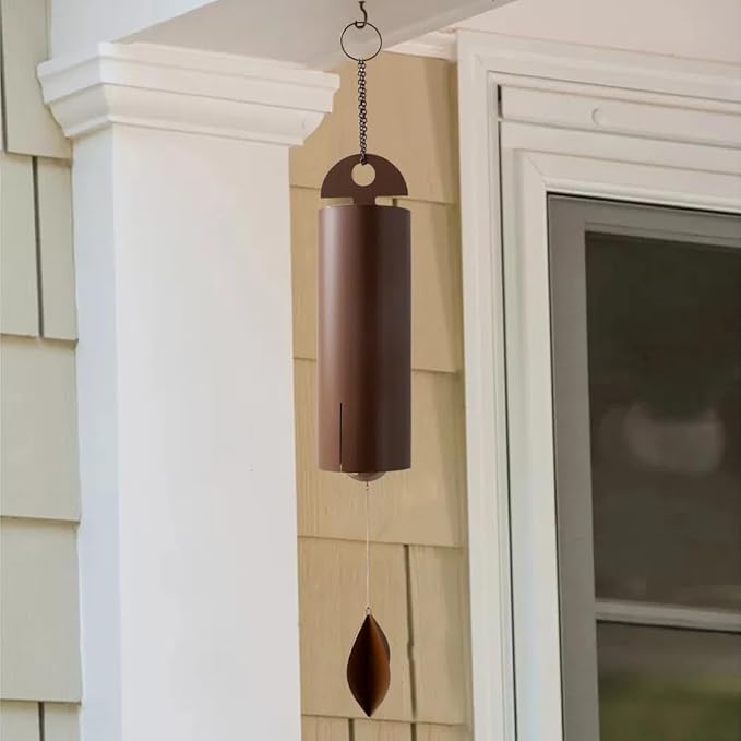 Outdoor Wind Chimes Heroic Windbell Antique Wind Bell, Deep Resonance Serenity Bell, Metal Cylinder Wind Chimes Windchime for Outdoor Garden, Patio, Porch Wind Bell, Deep Tone Sound (Brown)