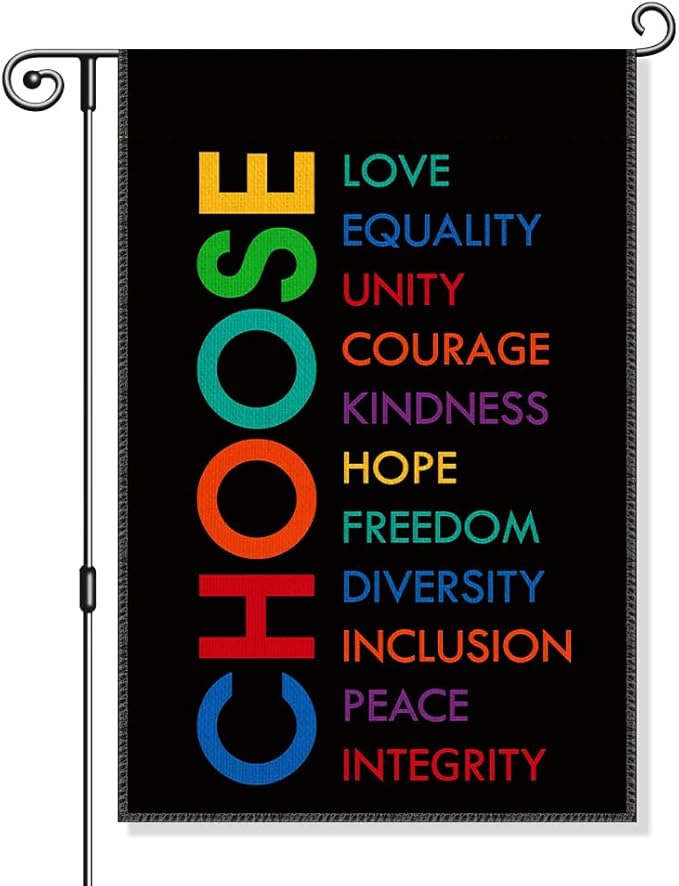 Choose Love Equality Garden Flag, Funny Social Justice Yard Flag for Outside, Kindness Feminist Lawn Garden Flag, Equal Rights DEI Supporter Community Liberal Peace Garden Banner