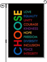 Choose Love Equality Garden Flag, Funny Social Justice Yard Flag for Outside, Kindness Feminist Lawn Garden Flag, Equal Rights DEI Supporter Community Liberal Peace Garden Banner