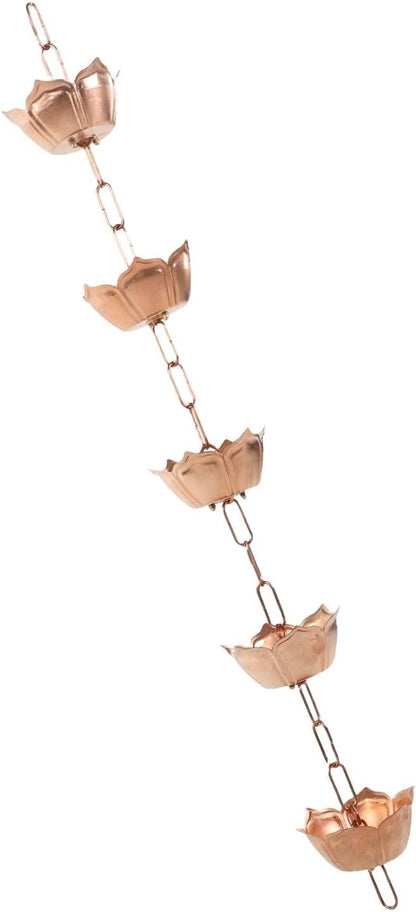 HEEPDD Rain Chains 1 Meter Handcrafted Design Gutter Downspout Replacement for Garden Porch Courtyard Villa Copper Rain Chain Flower Decorative Catcher Collected Items