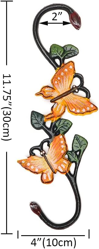 Cast Iron Plant Extension Hanger, Indoor Outdoor S Hooks Plant Hanger for Hanging Plants, Ceiling Extender Hooks for Hanging Flower Pots Baskets, Macrame Plant Holder, Lantern, Birdfeeder