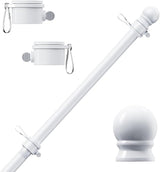 PHITRIC Flag Pole, Tangle Free Spinning Stainless Steel Rustproof Flagpole for 3x5 Sports Fan Outdoor Flags for Outside House (White, 5FT, Without Bracket)